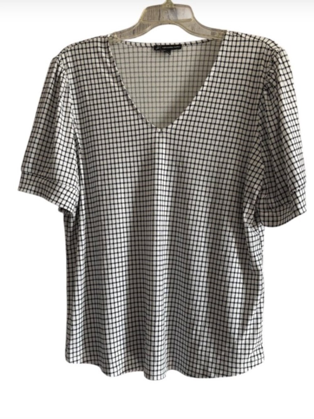 Adrianna Papell Black & White Slip On Oversized Tunic Stretch Top Size Large